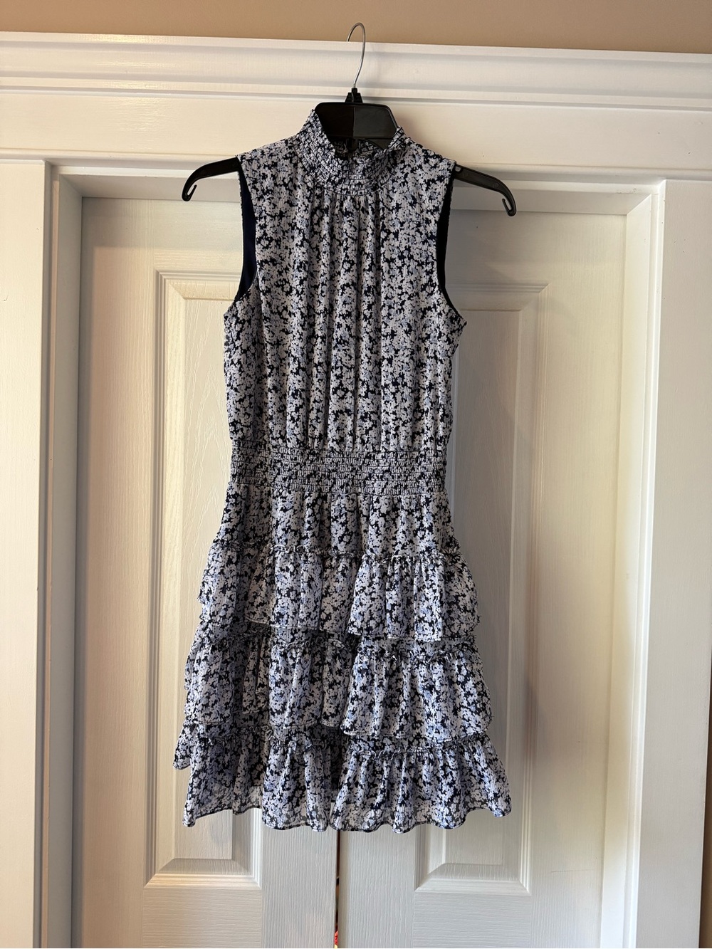 1. State Blue & White Floral Tiered Mini Dress